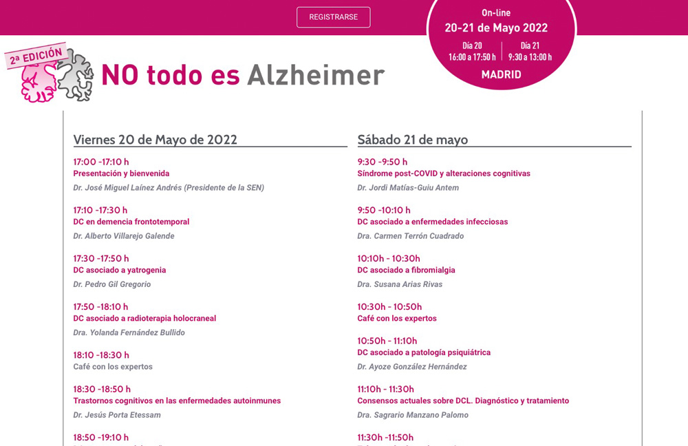 2ª Edición de las Jornadas «No todo es Alzheimer»